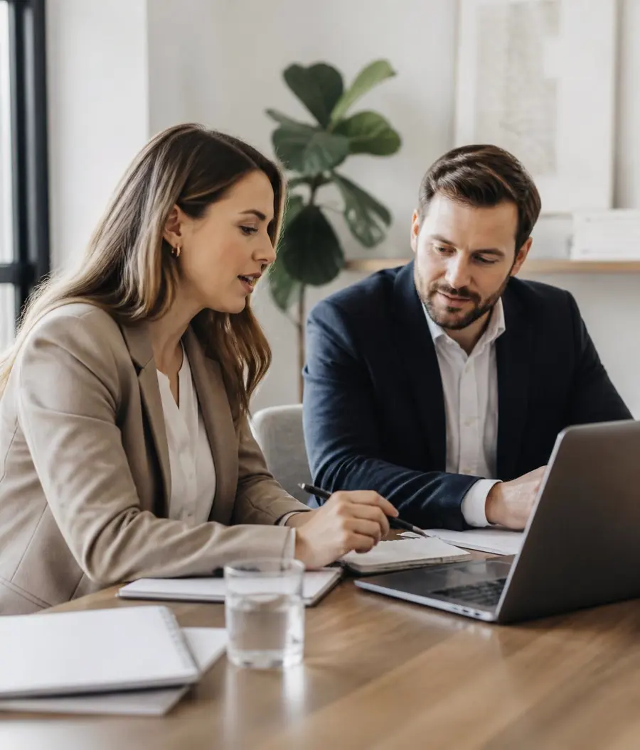 Morgane Royer et Sylvain Delmas, fondateurs de Delmas Audit Consulting, en réunion de travail